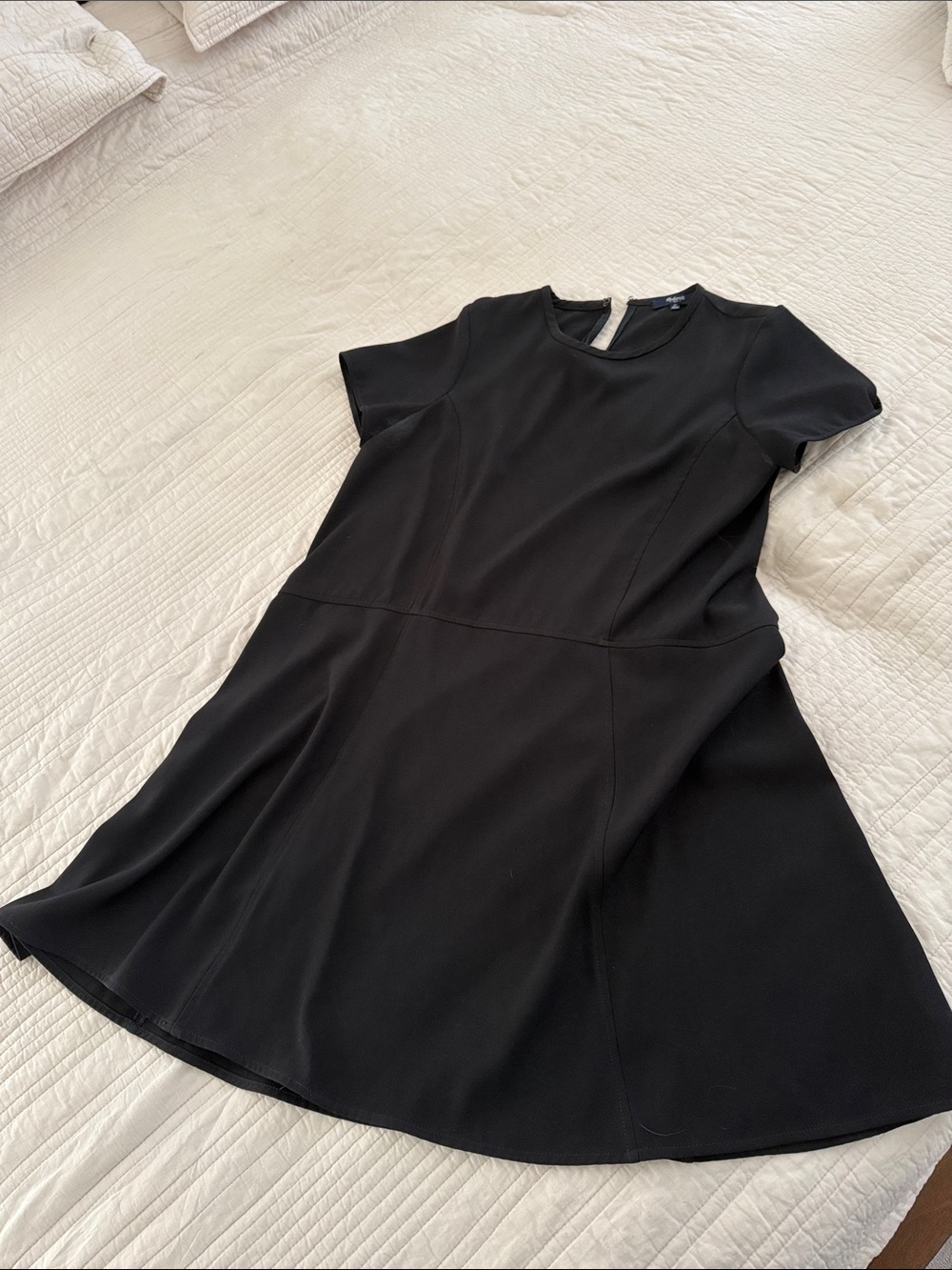 Madewell Black Short-Sleeve Fit-and-Flare Mini Dress